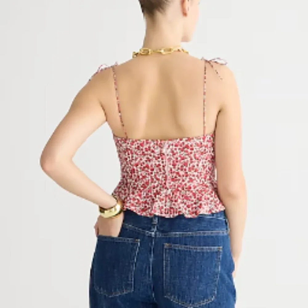 J. Crew Cropped Liberty® Strawberry Top Sz 12 NWT Festival Boho Y2K Coquette - Picture 3 of 12